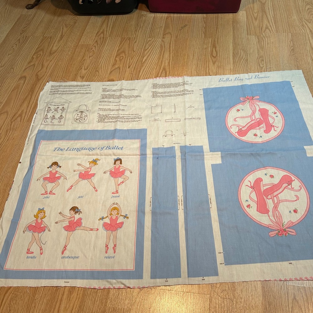 Vintage V.I.P Cranston Print Works Ballet Bag Banner Fabric‎ Panel